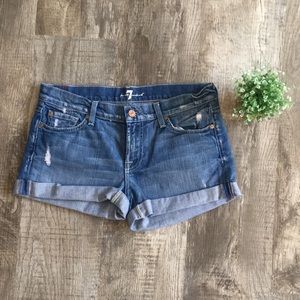 {7 For All Mankind} Distressed Jean Shorts